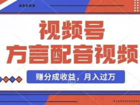 利用方言配音视频,赚视频号分成计划收益,操作简单,还有千粉号额外变现,每月多赚几千块钱【揭秘】