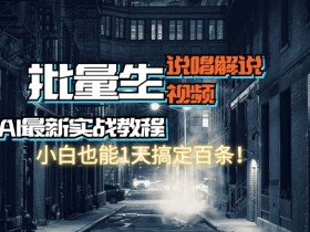 【AI最新实战教程】批量生成说唱解说视频,小白也能1天搞定百条