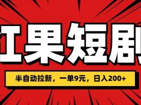 红果短剧半自动拉新，一单9元，日撸200