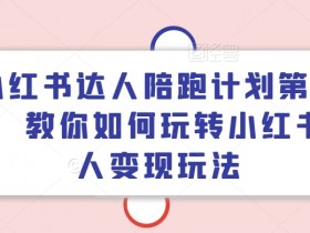 小红书达人陪跑计划第四期,教你如何玩转小红书达人变现玩法