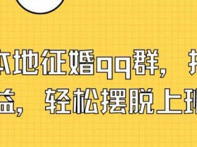 打造本地征婚qq群,持续获取收益,轻松摆脱上班压力