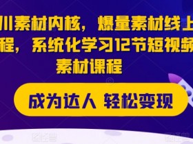 千川素材内核,爆量素材线上课程,系统化学习12节短视频素材课程