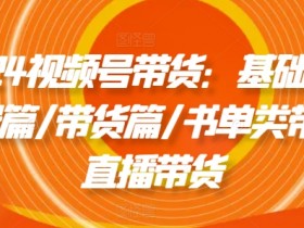 2024视频号带货：基础篇/剪辑篇/带货篇/书单类带货/直播带货
