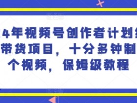 2024年视频号创作者计划结合视频带货项目,十分多钟制作一个视频,保姆级教程