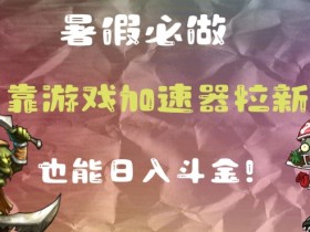 暑假必做的一个项目,靠游戏加速器拉新也能日入斗金