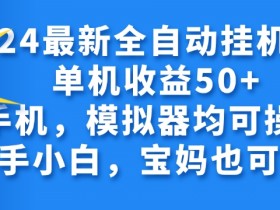 2024全自动挂机项目，无需人工，轻松日入50+