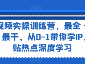 短视频实操训练营，最全·最新·最干，从0-1带你学IP，紧贴热点深度学习