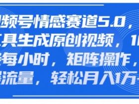 视频号情感赛道5.0,AI软件生成原创视频,100条每小时,矩阵操作,引爆流量