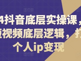 2024抖音底层实操课,重塑短视频底层逻辑,打造个人ip变现