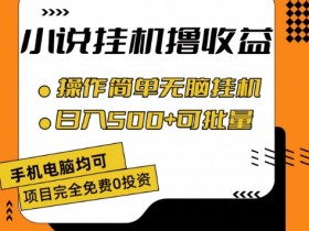 小说全自动挂机撸收益,操作简单,日入500+可批量放大 【揭秘】