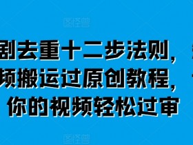 短剧去重十二步法则,短视频搬运过原创教程,让你的视频轻松过审