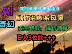 2024短视频掘金项目,AI制作治愈系风景,奇幻天空特效,操作简单,日入3位数【揭秘】
