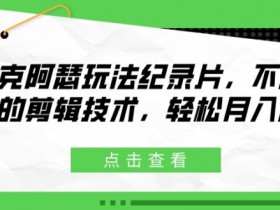 麦克阿瑟玩法纪录片,不需高超的剪辑技术,轻松月入2w+【揭秘】