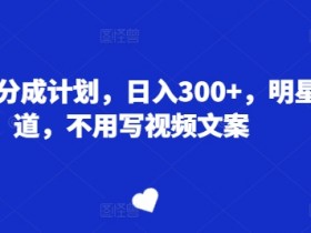 视频号分成计划,日入300+,明星赛道,不用写视频文案