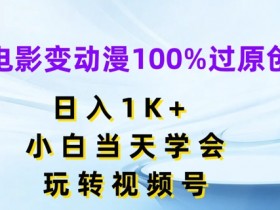 电影变动漫100%过原创,日入1K+,小白当天学会,玩转视频号【揭秘】