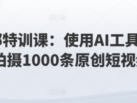 内部特训课:使用AI工具一天拍摄1000条原创短视频