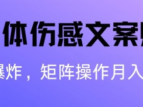 自媒体伤感文案账号,制作简单,流量爆炸账号很容易复制,矩阵月入1W+