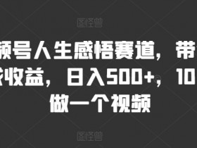 视频号人生感悟赛道,带货+分成收益,日入500+,10分钟做一个视频