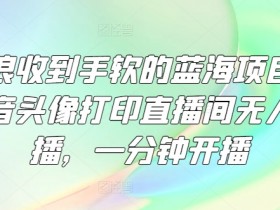 音浪收到手软的蓝海项目,抖音头像打印直播间无人直播,一分钟开播