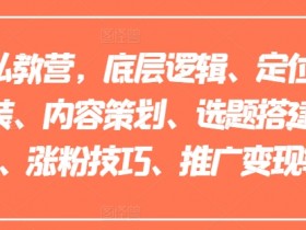 小红书私教营,底层逻辑、定位赛道、账号包装、内容策划、选题搭建、爆款创作、涨粉技巧、推广变现等等