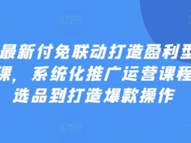 2024最新付免联动打造盈利型店铺实操课,系统化推广运营课程,从选品到打造爆款操作