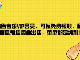 出售音乐VIP会员，可以免费领取，利用信息差挂闲鱼出售，单单都是纯利润