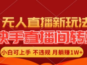 快手直播间全自动转播玩法,全人工无需干预,小白月入1W+轻松实现【揭秘】