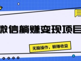微信躺赚变现项目,无脑操作,躺赚收益