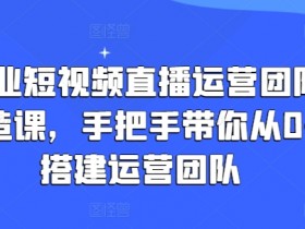 企业短视频直播运营团队打造课,手把手带你从0-1搭建运营团队