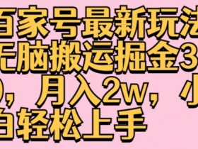 百家号最新玩法无脑搬运掘金3.0，月入2w，小白轻松上手