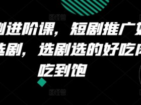 短剧进阶课,短剧推广如何选剧,选剧选的好吃肉吃到饱