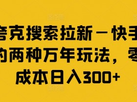 夸克搜索拉新—快手的两种万年玩法，零成本日入300+