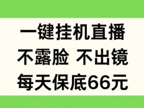 一键挂JI直播,不露脸不出境,每天保底66元【揭秘】