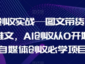 AI创收实战—图文带货+小说推文,AI创收从0开始,自媒体创收必学项目