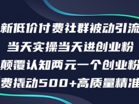 最新低价付费社群日引500+高质量精准创业粉,当天实操当天进创业粉,日轻松变现5K+