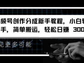 视频号创作分成新手教程,小白轻松上手,简单搬运,轻松日赚3张