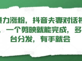 暴力涨粉,抖音夫妻对话视频,一个剪映就能完成,多平台分发,有手就会