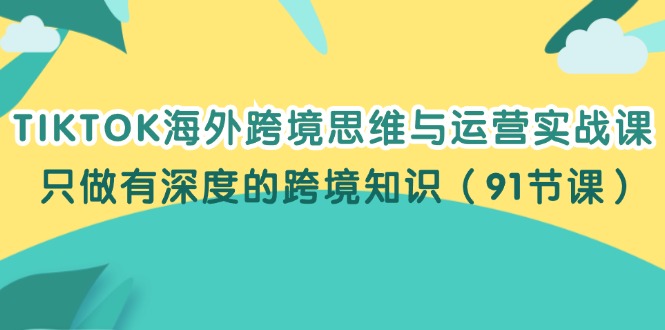 TIKTOK国外跨境电商逻辑思维和运营实战演练课,就做有内涵的跨境电商专业知识(91堂课)