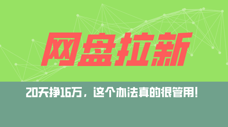 (12294期)网盘拉新+私域运营玩法,零基础入门,小白可操作,当天见效,日入5000+