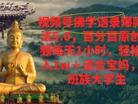 视频号佛学语录爆款新玩法,百分百原创视频每天1小时,轻松月入1w+