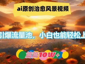 ai原创治愈风景视频,引爆流量池,小白也能轻松上手,篇篇10w+【揭秘】