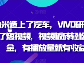 小米造上了汽车,VIVO研究上了短视频,视频板砖轻松掘金,有播放量就有收益