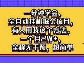 一分钟学会,全自动挂机掘金项目,有人用我这个方法,一个月2W+,全程无干预,超简单【揭秘】