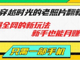 穿越时光的老照片翻新,火爆全网的新玩法,新手也能月赚2W+,只需一部手机轻松搞定!