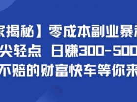 【独家揭秘】零成本副业暴利秘籍:指尖轻点,日赚几张,稳赚不赔的财富快车等你来搭