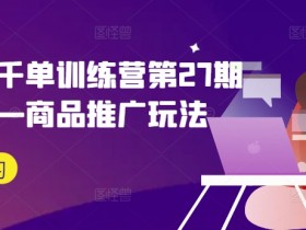 拼多多千单训练营第27期微付费—商品推广玩法