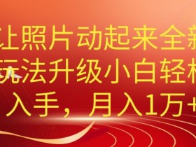 老照片动起来全新升级玩法,小白轻松上手,月入1W+