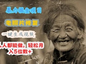 最新暴力掘金项目 老照片修复,一键生成动态视频,人人都能做,轻松月入5位数+