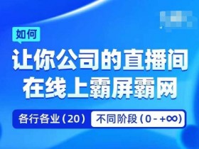 企业矩阵直播霸屏实操课，让你公司的直播间在线上霸屏霸网