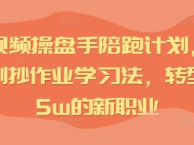 IP短视频操盘手陪跑计划,全平台独创抄作业学习法,转型月入5w的新职业